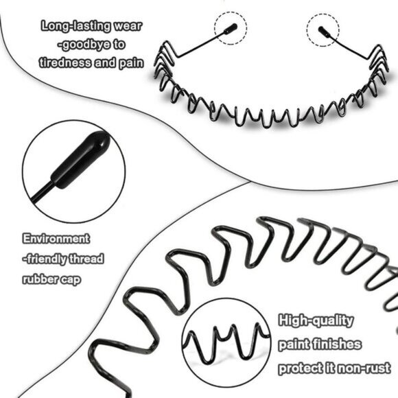 ⚡Men C-New 10pcs Metal Fashion Unisex Wavy Outdoor Simple Elastic Headband - Picture 2 of 9